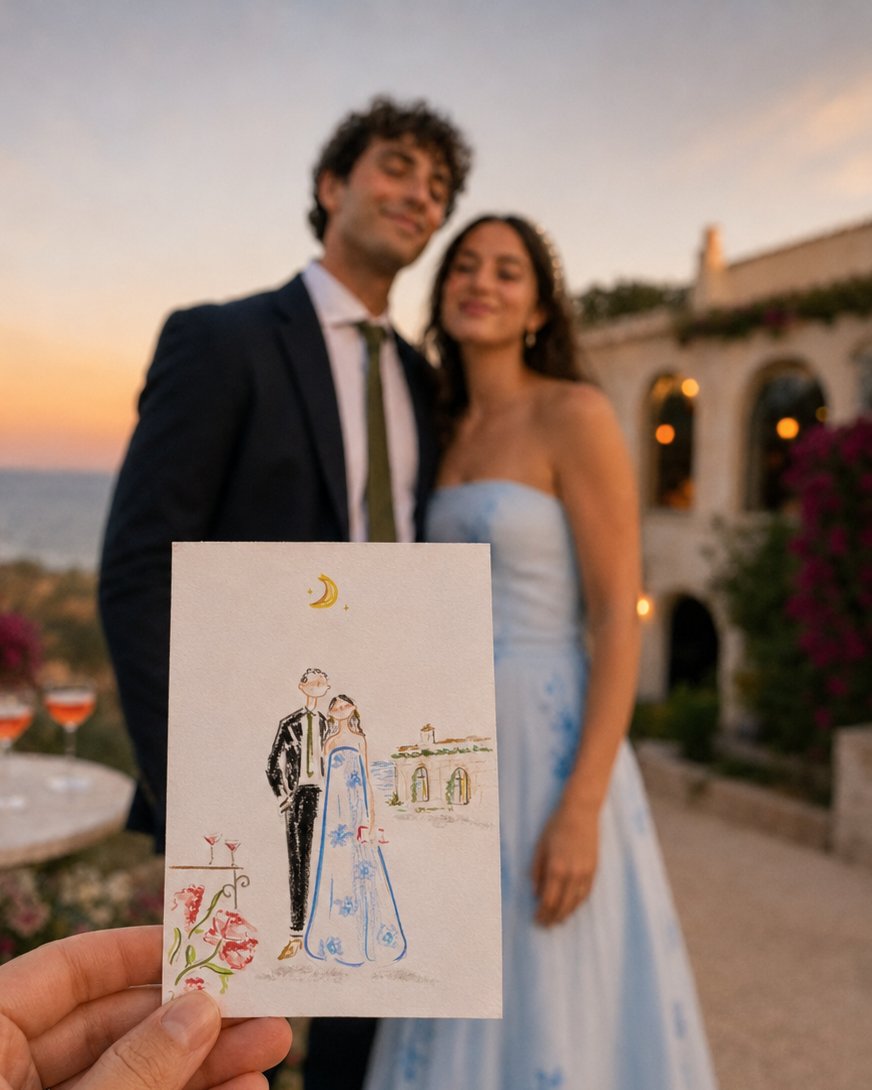 Invitado mostrando ilustración personalizada