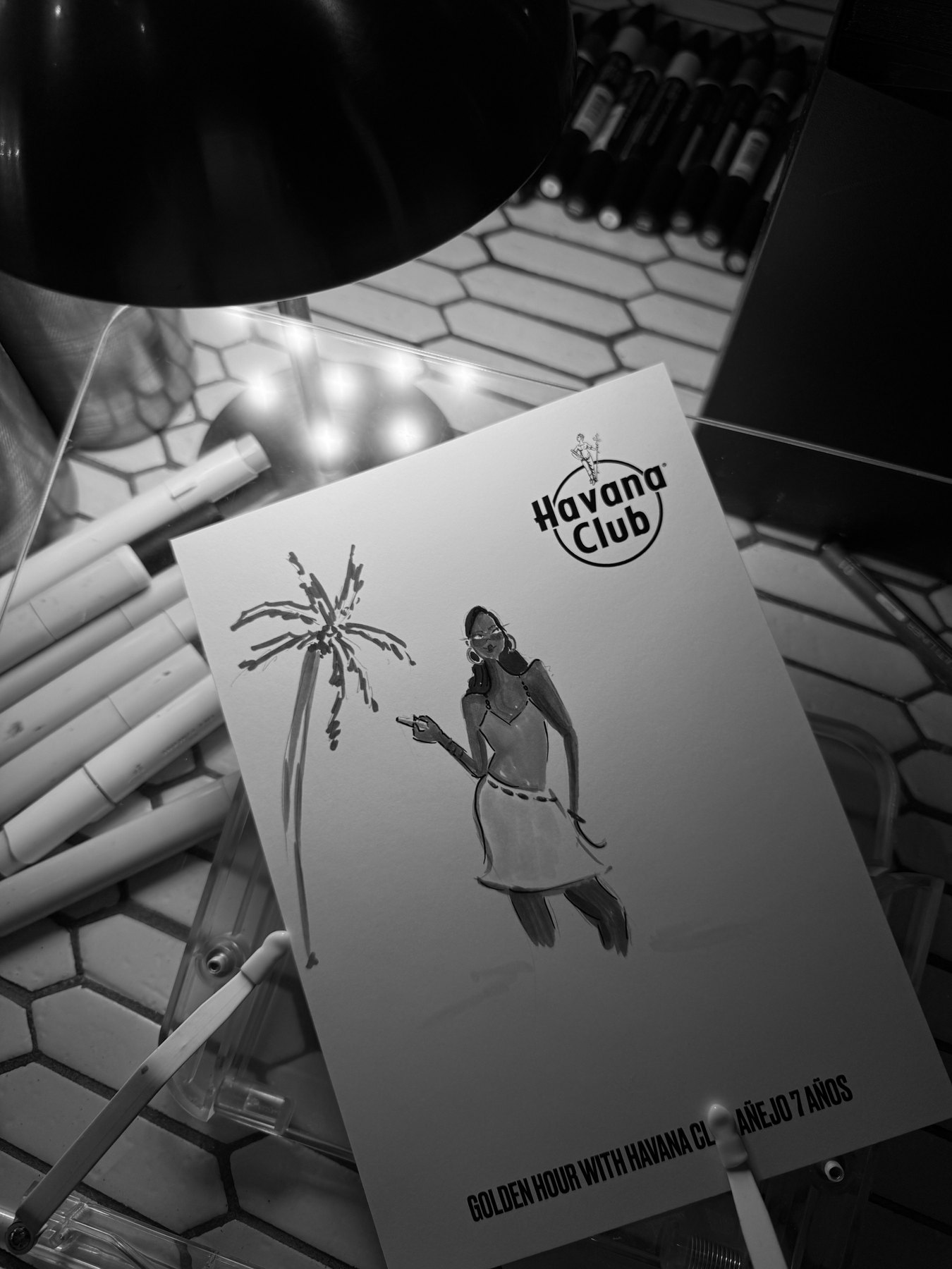 Fashion sketch terminado durante la activación de Havana Club